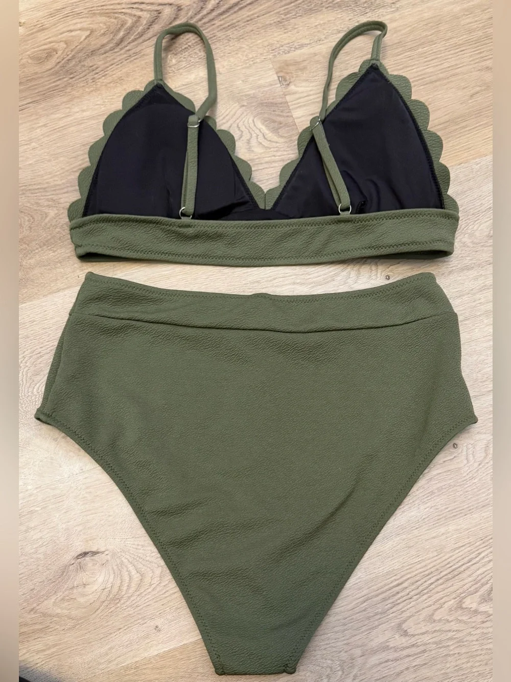 NWT Cupshe Olive Green Scalloped High Rise Bikini